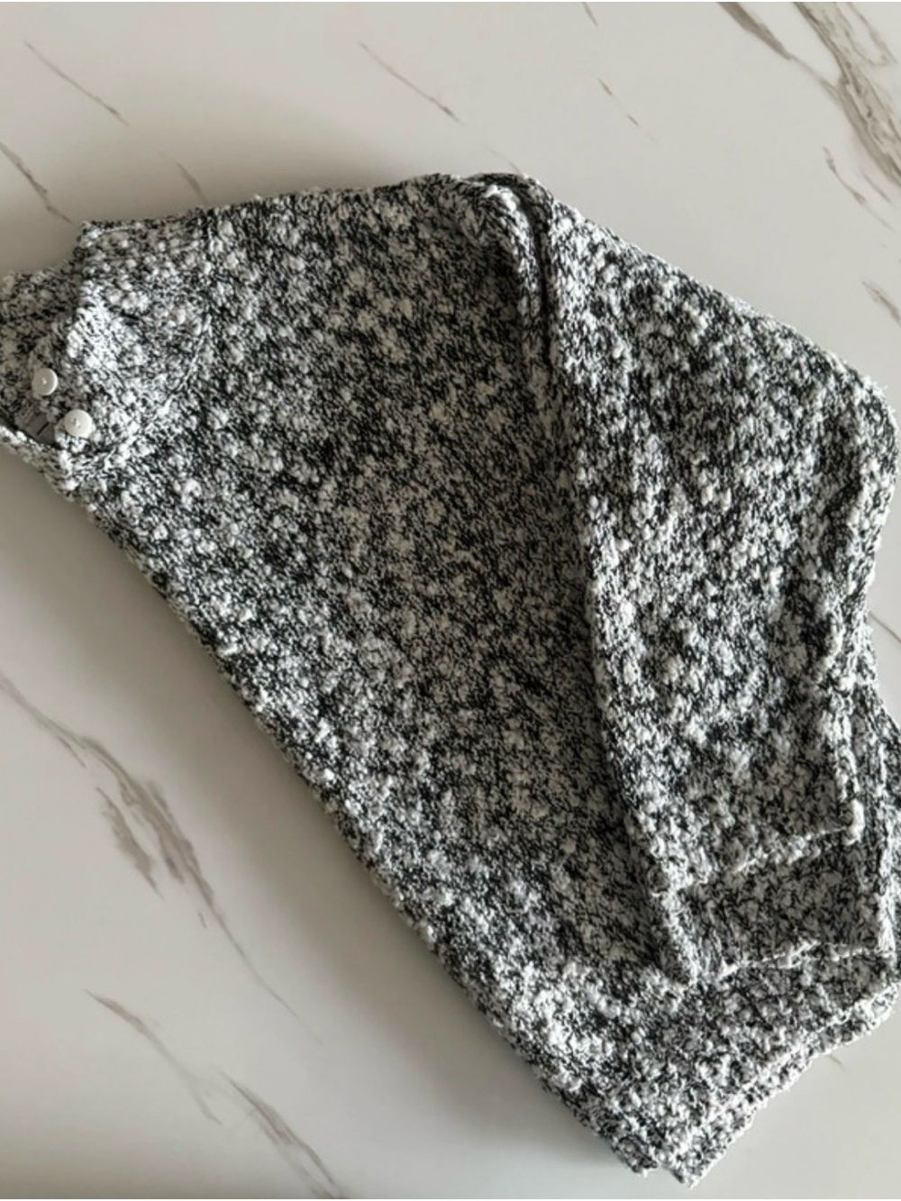 rave Black & White Marled Button Shoulder Cardigan